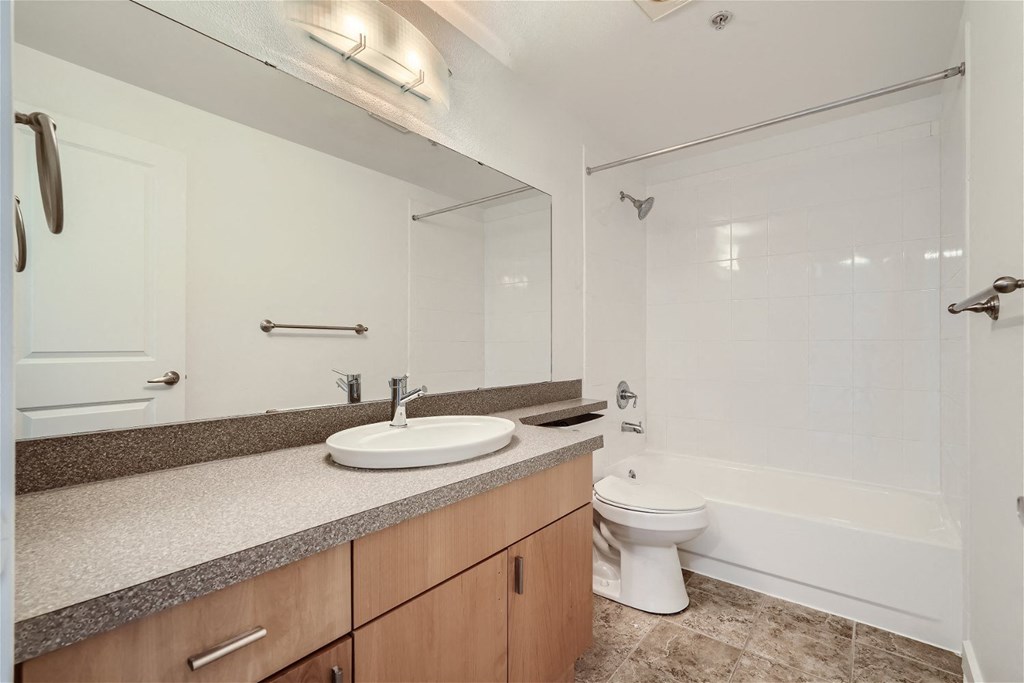 A Renovated Bathroom at Ladera Apartments