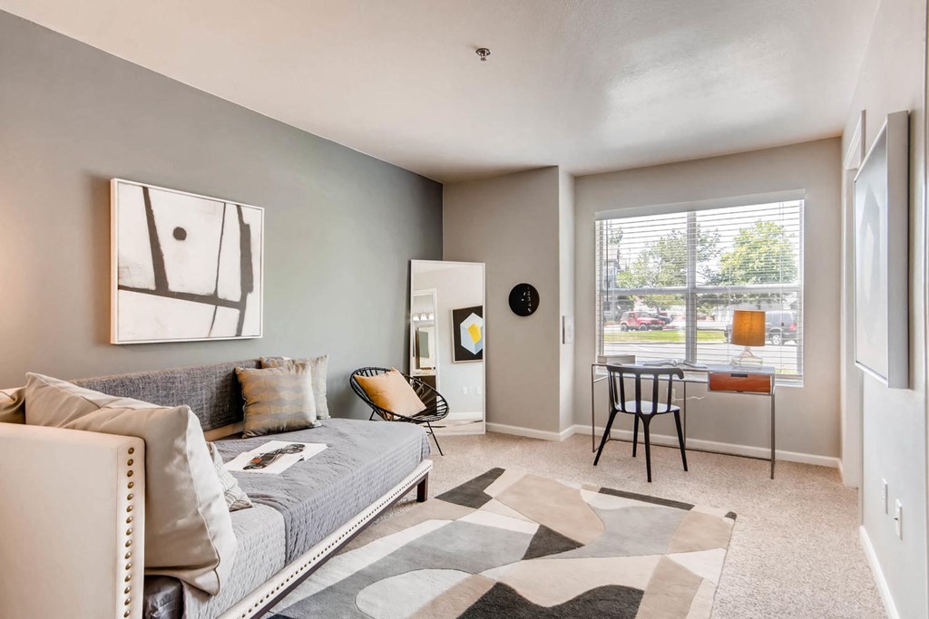 A living room at Eagles Landing Apartments