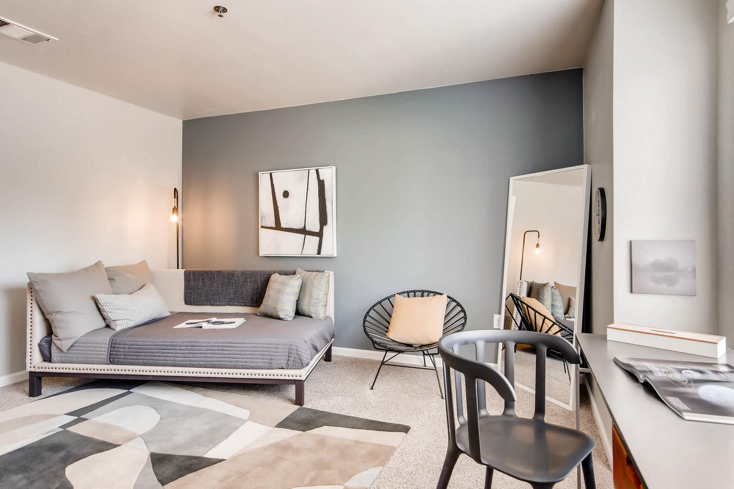 A bedroom at Eagles Landing at Church Ranch Apartments