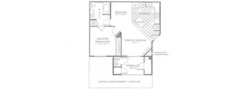 The Annapolis Floor Plan; A one bedroom, one bathroom apartment floor plan at Fox Run Lofts in Englewood, Colorado