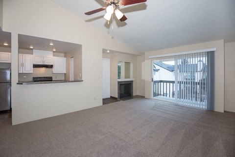 A Renovated 1 Bedroom 1 Bath Kitchen & Living Room at Brookhaven Apartments in Federal Way, Washington