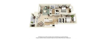Capitol City 2 Bedroom 1 Bath Floorplan