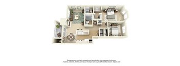 Capitol City 2 Bedroom 2 Bath Floorplan