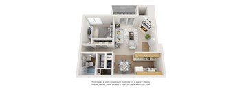 The Aspen Apartment Floorplan | A 1 bedroom, 1 bathroom apartment at Hilltop View Apartments
