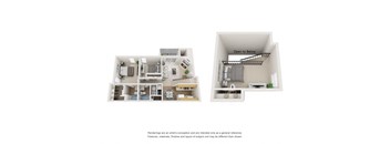 The Birch Apartment Floorplan | A 2 bedroom, 2 bathroom apartment at Hilltop View Apartments
