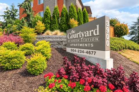 The Courtyard at South Station Monument Sign in Tukwila, Washington