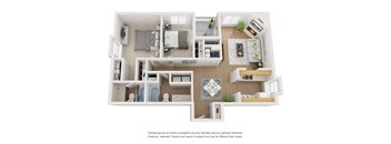 2 Bedroom 2 Bath Floorplan at Horizon East Apartments in Aurora, Colorado