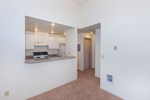 A Classic 1 Bedroom 1 Bath Kitchen & Living Room at Brookhaven Apartments in Federal Way, Washington
