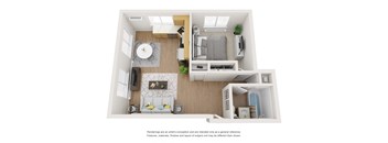 Our Corner Apartment 1 bedroom, 1 bath floor plan at Off Broadway Flats in Englewood Colorado