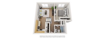 Our Apartment 1 bedroom, 1 bath floor plan at Off Broadway Flats in Englewood Colorado