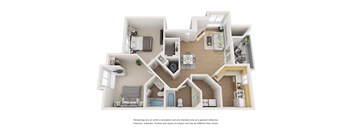 The Panorama Floorplan | A 2 bedroom, 2 bathroom apartment at The Buttes Apartment Homes