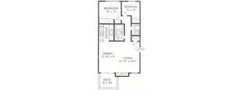 Our 2 Bedroom 1 Bath Apartment Floor plan at Wilderness West Apartments in Olympia, Washington