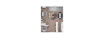 2BR/1BA 2 Bed 1 Bath Floor Plan