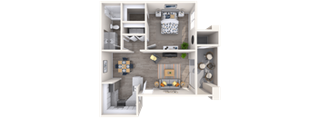 1 Bed 1 Bath 820 Sq Foot Layout