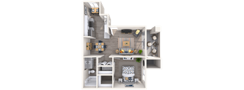 1 Bed 1 Bath 845 Sq Foot Layout