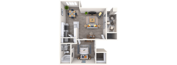 1 Bed 1 Bath 865 Sq Foot Layout