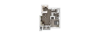 a floor plan of a studio apartment with brown bricks