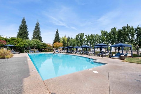 Resort style pool at Ascent at the Galleria in Roseville, California