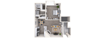 1 Bed 1 Bath 950 Sq Foot Layout