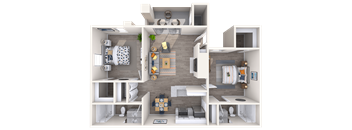 2 Bed 2 Bath 1150 Sq Foot Layout