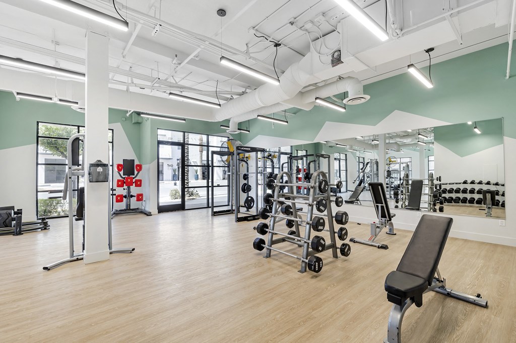 Step into the newly revamped gym at The Michael B apartments - where every workout feels like a breath of fresh air.at The Michael B Townhomes and Flats, Las Vegas, NV