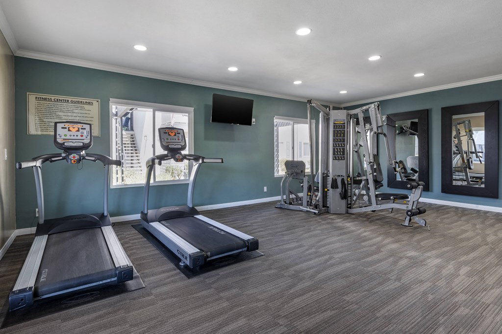 the gym offering a variety of different equipment at Sage Creek Apartment Homes, California, 93063