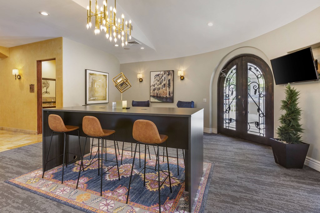 Discover comfort in our clubhouse's inviting sitting area, perfect for relaxation and socializing at Trevi Apartment Homes, Chandler, AZ, 85224