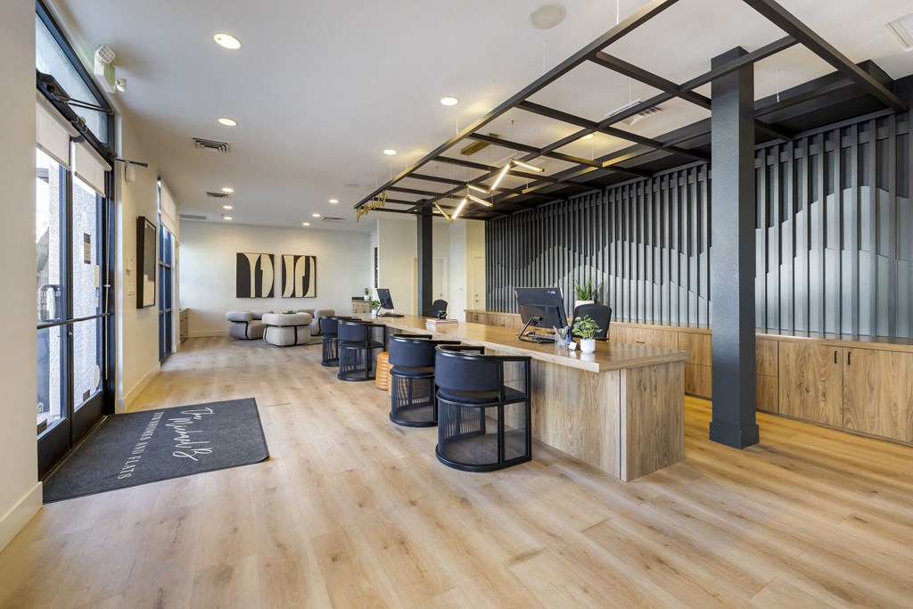 The office is thoughtfully arranged to create a comfortable, professional environment where visitors can easily get all the information they need.