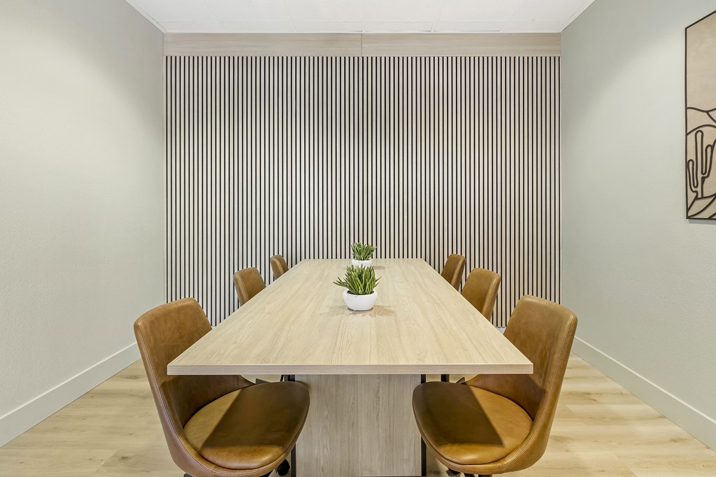 Step into luxury at The Michael B. Our updated business center offers private conference rooms for seamless productivityat The Michael B Townhomes and Flats, Las Vegas