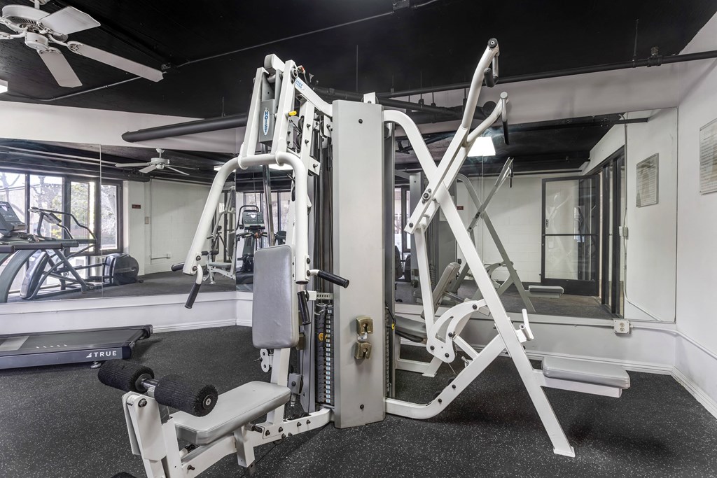 Workouts with a breeze: Lift, sweat, and conquer your fitness goals under the cooling embrace of our gym's ceiling fan at Independence Plaza.