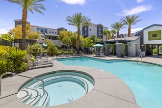 Hot tub overlooking the pool