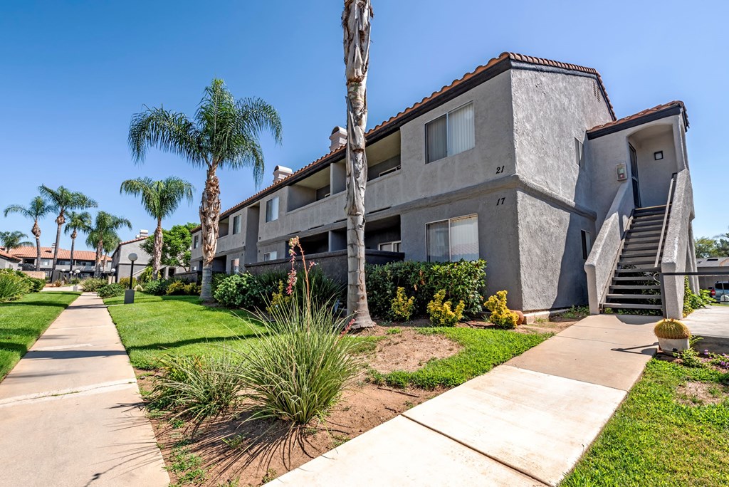 Sedona Apartments in Moreno Valley feature freshly painted exteriors and beautifully manicured lawns for a vibrant, welcoming community.