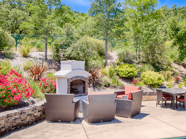 Relaxing lounge area at Loma Verde Preserve, 130 Cielo Lane