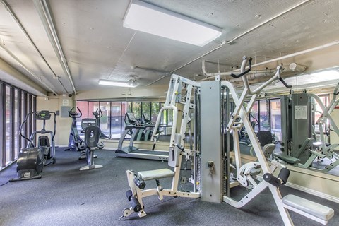 Fitness Center With Modern Equipment at Independence Plaza, Canoga Park, CA