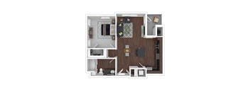 a floor plan of a 1 bedroom apartment at the residences at silver hill in suitland,