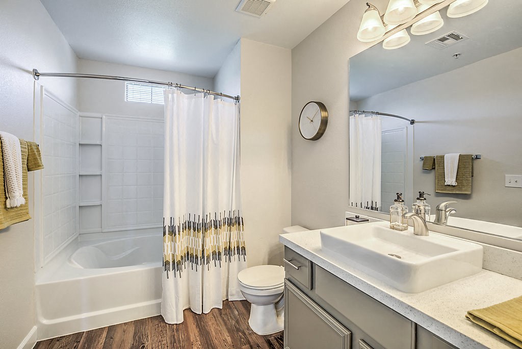 Indulge in luxury at The Michael B: where every detail, from the sleek fixtures to the spa-like bathtub, transforms your daily routine into a tranquil escape.at The Michael B Townhomes and Flats, Las 