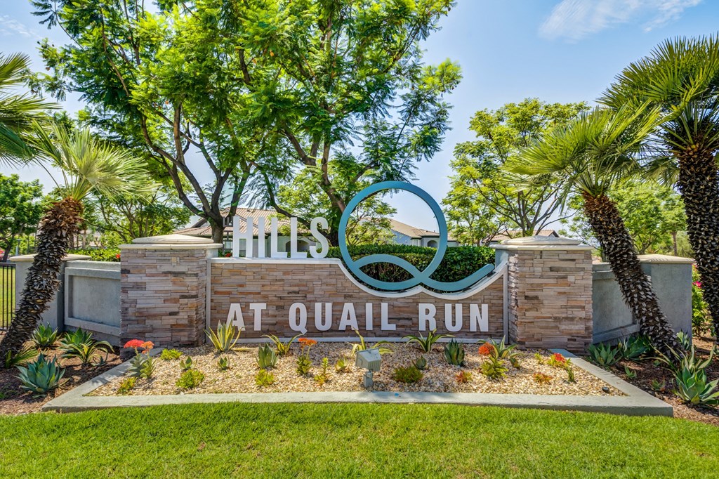 Monument Sign at The Hills at Quail Run in Riverside, California