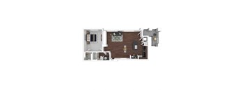 986 Square Foot 1 Bedroom 1 Bathroom Floorplan known as the Frangelico.