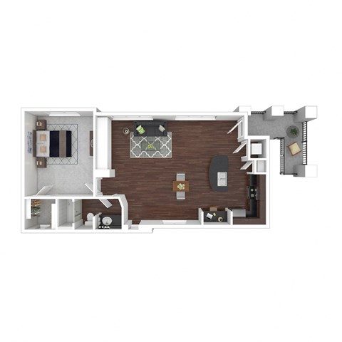 986 Square Foot 1 Bedroom 1 Bathroom Floorplan known as the Frangelico. 986 Square Foot 1 Bedroom 1 Bathroom Floorplan known as the Frangelico at Trevi Apartment Homes, Chandler, AZ.