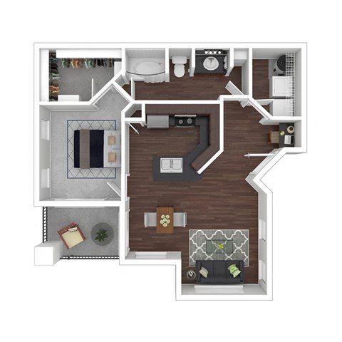 874 Square Foot 1 Bedroom 1 Bathroom floorplan known as the Lemocello. 874 Square Foot 1 Bedroom 1 Bathroom floorplan known as the Lemocello. at Trevi Apartment Homes, Chandler