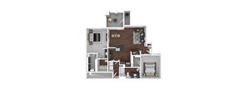 1106 Square Foot 2 Bedroom 2 Bathroom floorplan called the Moscato.