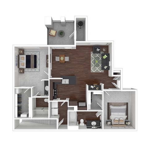 1106 Square Foot 2 Bedroom 2 Bathroom floorplan called the Moscato.