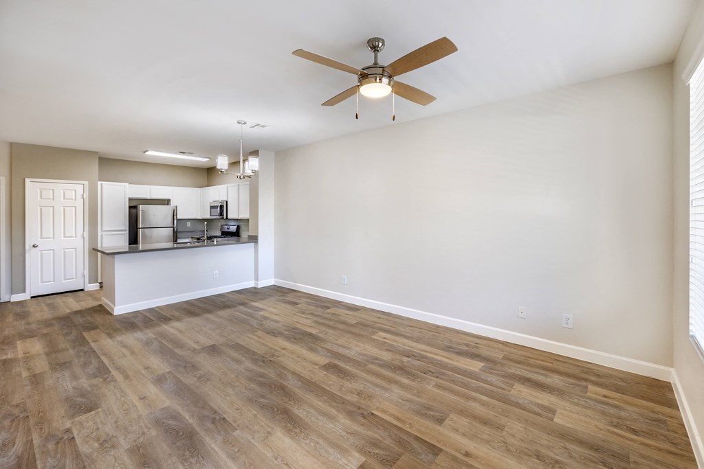 The renovated units at The Michael B feature sleek faux hardwood floors that provide a modern and stylish look while being easy to maintain.