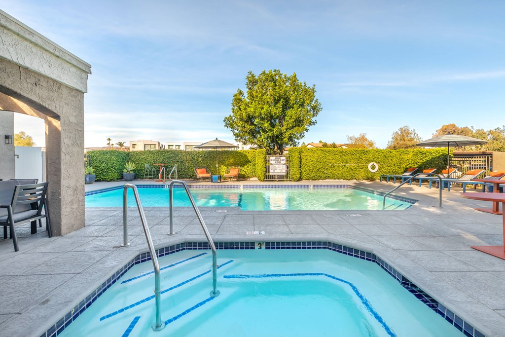 the pool and spa at our apartments