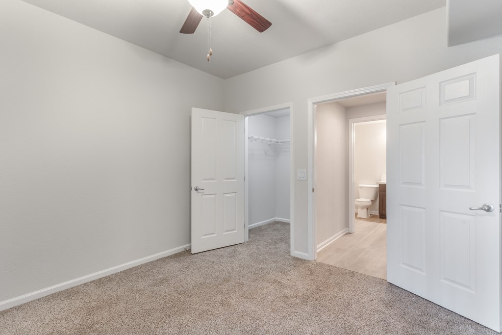 Large bedroom with a walk-in closet