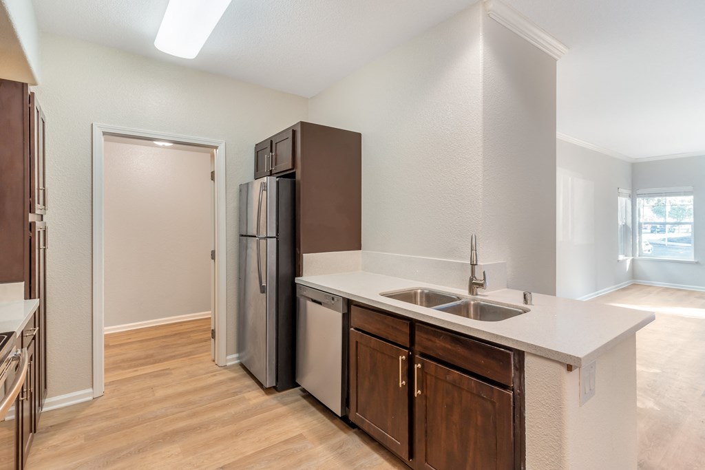 Freshly updated kitchen with stainless steel appliances