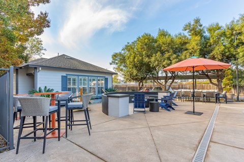 Our huge pool deck is complimented with patio tables, chairs, and umbrellas. Conveniently located right next to our state-of-the-art gym