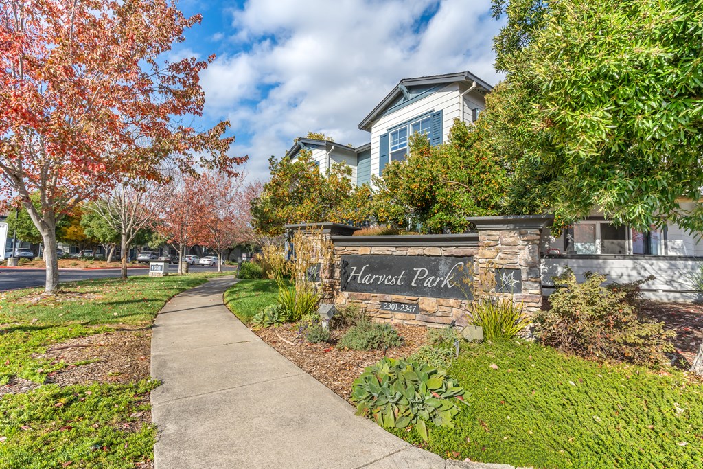 Harvest Park Apartment Homes is graced with luscious trees throughout the property