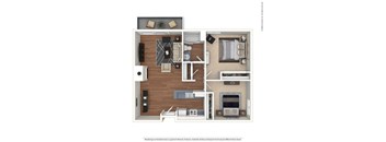 2BR/1BA 2 Bed 1 Bath Floor Plan at Twenty 2 Eleven Apartments, Canoga Park, California