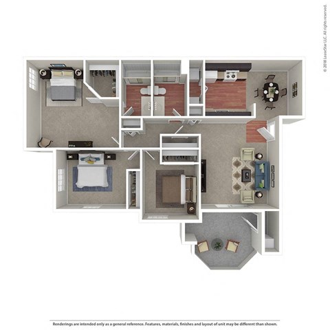3 Bedroom / 2 Bath Floor Plan at The Hills at Quail Run, Riverside